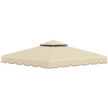 Outsunny Copertină de Schimb pentru Foisor, Acoperiș Bistrat, Poliester, 3x3m, Bej, Ideal pentru Grădină și Curte | Aosom Romania