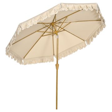 Outsunny Umbrela pentru gradina cu inclinare si manivela, Umbrela de exterior pentru masa cu acoperis dublu, kaki | Aosom Romania