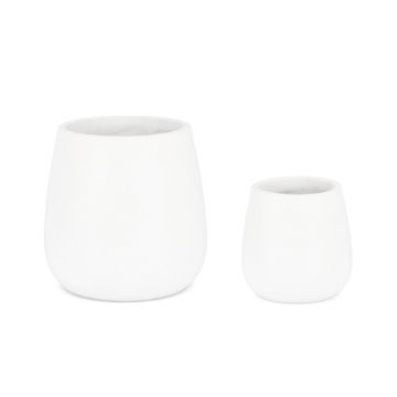 Set ghivece pentru exterior 2 piese Hoian, Bizzotto, Ø45 x 45 cm, fibra de ciment si argila, alb