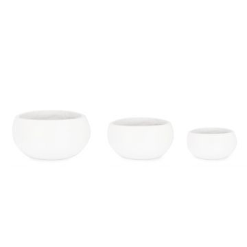 Set ghivece pentru exterior 3 piese Hoian, Bizzotto, Ø55 x 25 cm, fibra de ciment si argila, alb