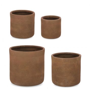 Set ghivece pentru exterior 4 piese Rigo, Bizzotto, Ø43 x 43 cm, fibre de lut, maro rusty