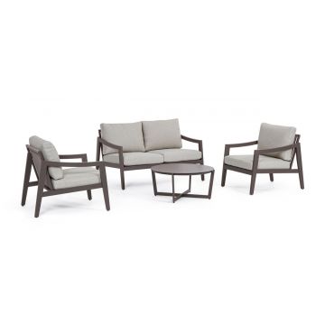 Set mobilier pentru gradina/terasa 4 piese Sirenus, Bizzotto, aluminiu/textilena/ofelina, maro coffee