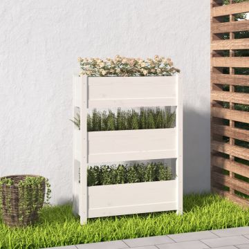 vidaXL Jardinieră, alb, 77 x 25 x 104,5 cm, lemn masiv de pin