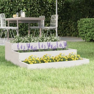 vidaXL Jardinieră, alb, 78x78x27 cm, lemn masiv de pin