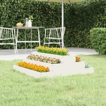 vidaXL Jardinieră, alb, 80x80x27 cm, lemn masiv de pin