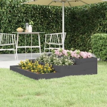 vidaXL Jardinieră, gri, 107x107x27 cm, lemn masiv de pin