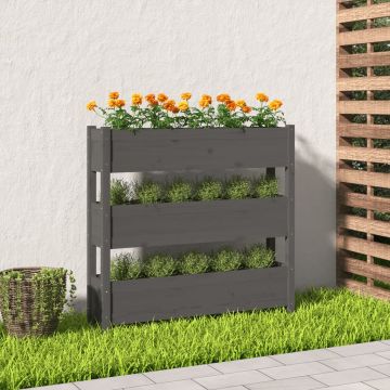 vidaXL Jardinieră, gri, 112x25x104,5 cm, lemn masiv de pin