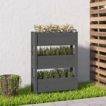 vidaXL Jardinieră, gri, 77 x 25 x 104,5 cm, lemn masiv de pin