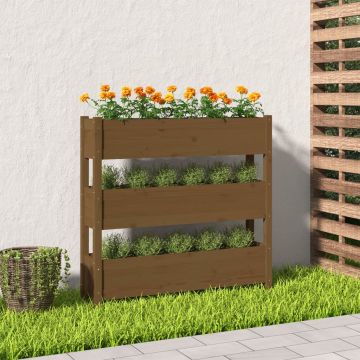 vidaXL Jardinieră, maro miere, 112x25x104,5 cm, lemn masiv de pin