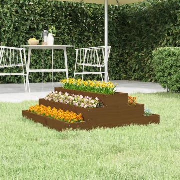 vidaXL Jardinieră, maro miere, 80x80x27 cm, lemn masiv de pin