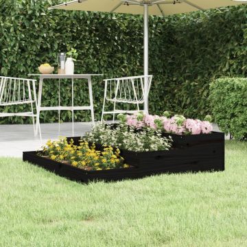 vidaXL Jardinieră, negru, 107x107x27 cm, lemn masiv de pin