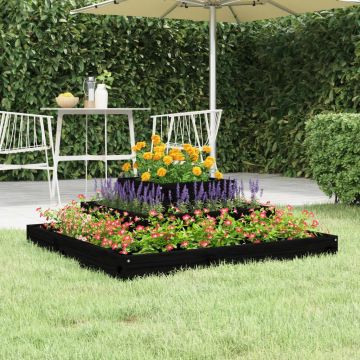 vidaXL Jardinieră, negru, 80x80x27 cm, lemn masiv de pin