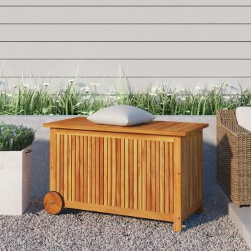 vidaXL Ladă de depozitare de grădină cu roți, 90x50x58 cm, lemn acacia