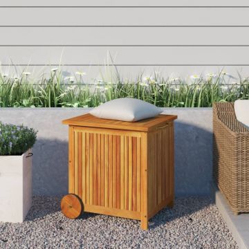 vidaXL Ladă de depozitare grădină cu roți, 60x50x58 cm, lemn acacia