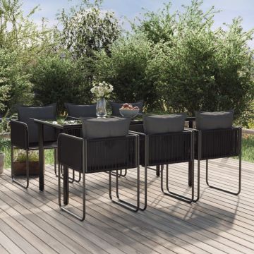 vidaXL Set de servit masa pentru grădină, 7 piese, negru