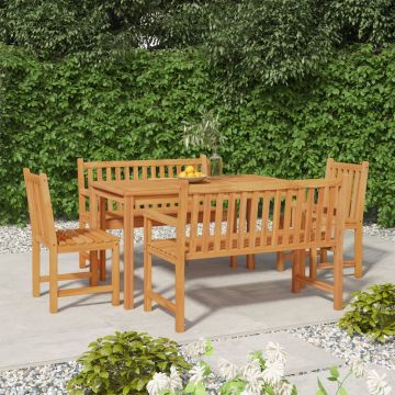 vidaXL Set de sufragerie de grădină, lemn masiv de tec, 5 piese