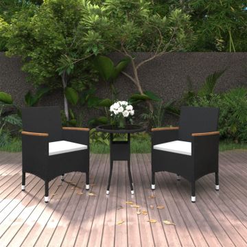vidaXL Set mobilier de grădină, 3 piese, poliratan