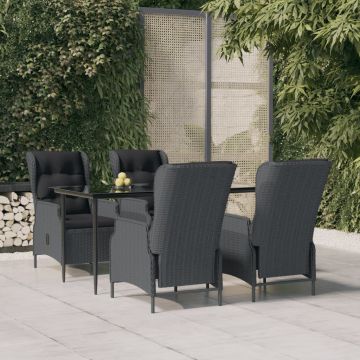 vidaXL Set mobilier de grădină, 5 piese, gri închis, poliratan