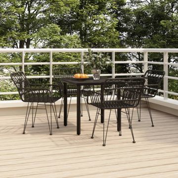 vidaXL Set mobilier de grădină, 5 piese, negru, poliratan