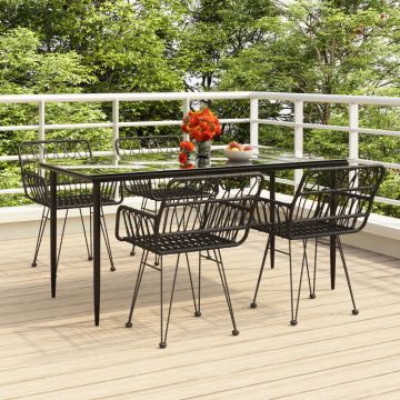 vidaXL Set mobilier de grădină, 5 piese, negru, poliratan