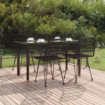 vidaXL Set mobilier de grădină, 5 piese, negru, poliratan