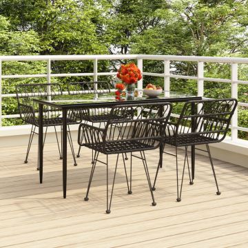 vidaXL Set mobilier de grădină, 5 piese, negru, poliratan