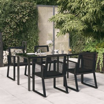 vidaXL Set mobilier de grădină, 5 piese, negru, ratan PVC