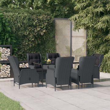 vidaXL Set mobilier de grădină, 7 piese, gri închis, poliratan