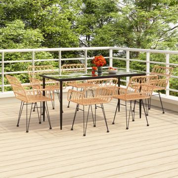 vidaXL Set mobilier de grădină, 7 piese, poliratan