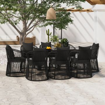 vidaXL Set mobilier pentru grădină cu perne, 9 piese, negru