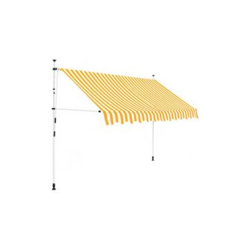 Copertina retractabila manual, dungi galben si alb, 250 cm