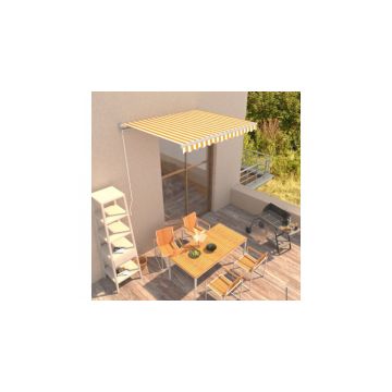 Copertina retractabila manual,  galben si alb, 300 x 250 cm