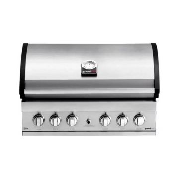 Gratar pe gaz cu 6 arzatoare (5 inox si 1 infrarosu), incastrabil, grile inox, plita fonta, Grandhall Elite G5 K05000324A