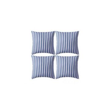 Perne de exterior, 4 buc., imprimeu dungi, 45x45 cm, bleumarin
