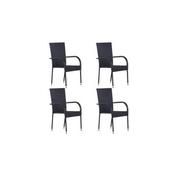Set 4 scaune poliratan,negru