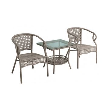 Set de rattan de gradina TODOR, maro/gri