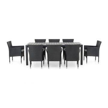 Set mobilier ENCORE terasa/gradina, 8 scaune si masa extensibila