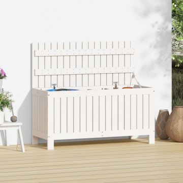 vidaXL Cutie de depozitare grădină, alb, 108x42,5x54 cm lemn masiv pin