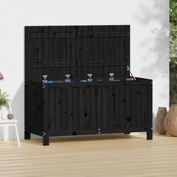 vidaXL Cutie de depozitare grădină, negru, 121x55x64 cm lemn masiv pin
