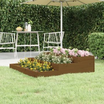 vidaXL Jardinieră, maro miere, 107x107x27 cm, lemn masiv de pin