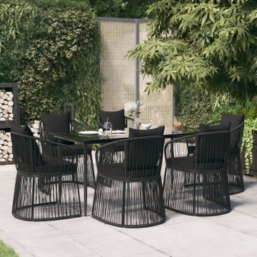 vidaXL Set mobilier de grădină cu perne, 7 piese, negru, ratan PVC