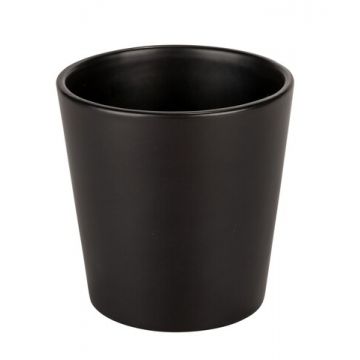 Ghiveci pentru flori si ierburi aromatice, Wenko, Herb Kuro, 13 x 13 x 13 cm, ceramica, negru