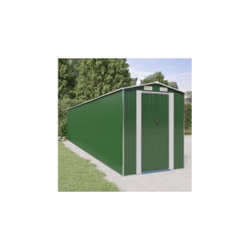 Magazie de gradina metalica, verde, 192x938x223 cm, otel zincat