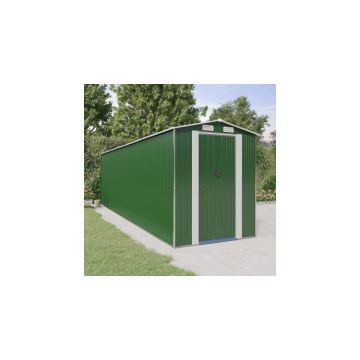 Magazie metalica de gradina, verde, 192x689x223 cm, otel zincat