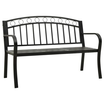 vidaXL Bancă de grădină cu masă, negru, 120 cm, oțel