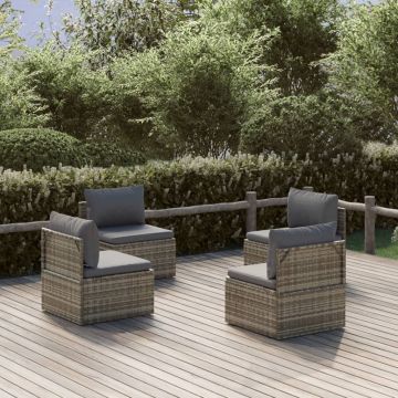 vidaXL Canapele de mijloc de grădină 4 piese gri 57x57x56 cm poliratan