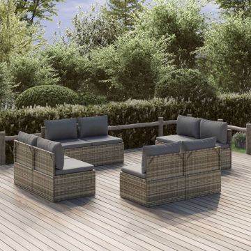 vidaXL Canapele de mijloc de grădină 8 piese gri 57x57x56 cm poliratan