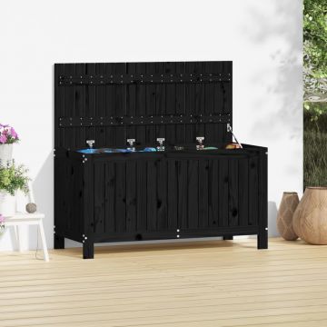 vidaXL Cutie de depozitare grădină, negru, 115x49x60 cm lemn masiv pin