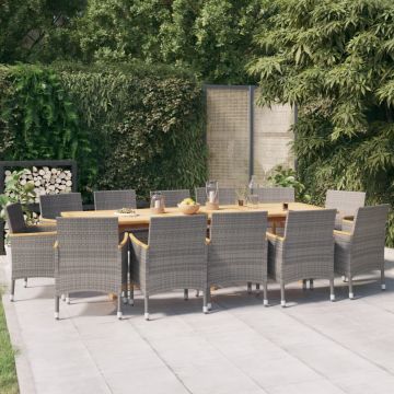 vidaXL Set mobilier de grădină cu perne, 13 piese, gri