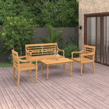 vidaXL Set mobilier grădină, 4 piese, lemn masiv de tec